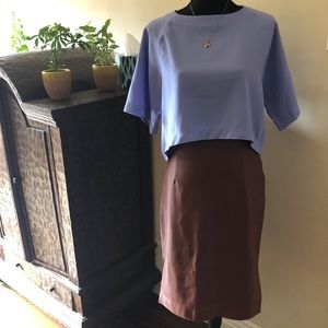 Rare Zara brown leather pencil skirt!!